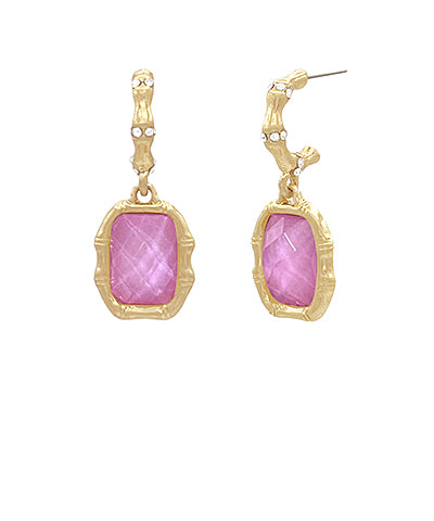 Faceted Stone Bamboo Dangled Earring