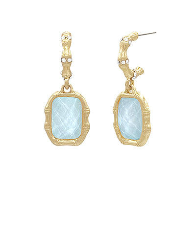 Faceted Stone Bamboo Dangled Earring