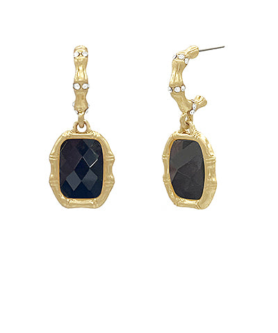 Faceted Stone Bamboo Dangled Earring