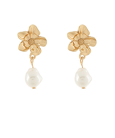 Flower Pearl Dangle Earrings