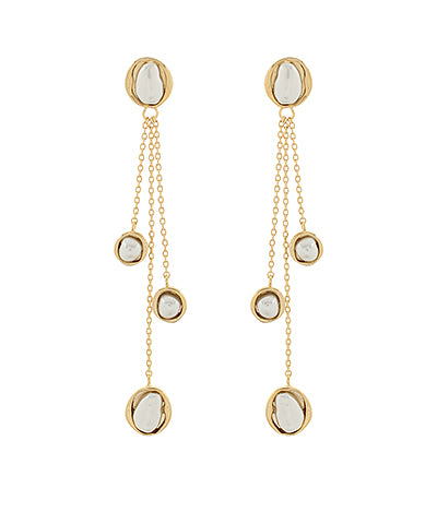 Fringe End Baroque Pearl Chain Earrings