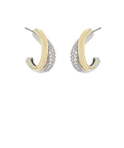 Twotone Layered Pave CZ Hoops