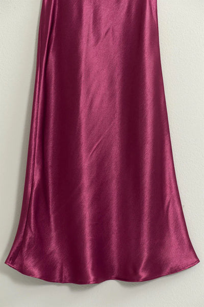 High Waisted Satin Midi Skirt