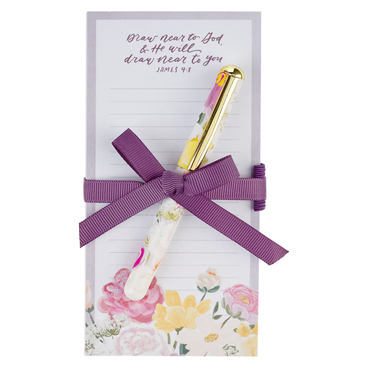 Christian Art Gifts - Draw Near to God Magnetic Notepad and Pen Gift Set