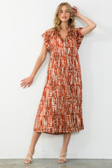 Noah Halter Short Sleeve Tiered Maxi Dress
