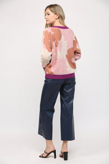 Floral Pattern Round Neck Sweater