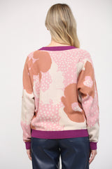 Floral Pattern Round Neck Sweater