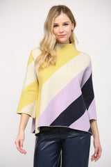Color Block Mock Neck Sweater