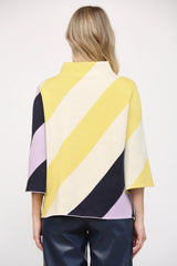 Color Block Mock Neck Sweater