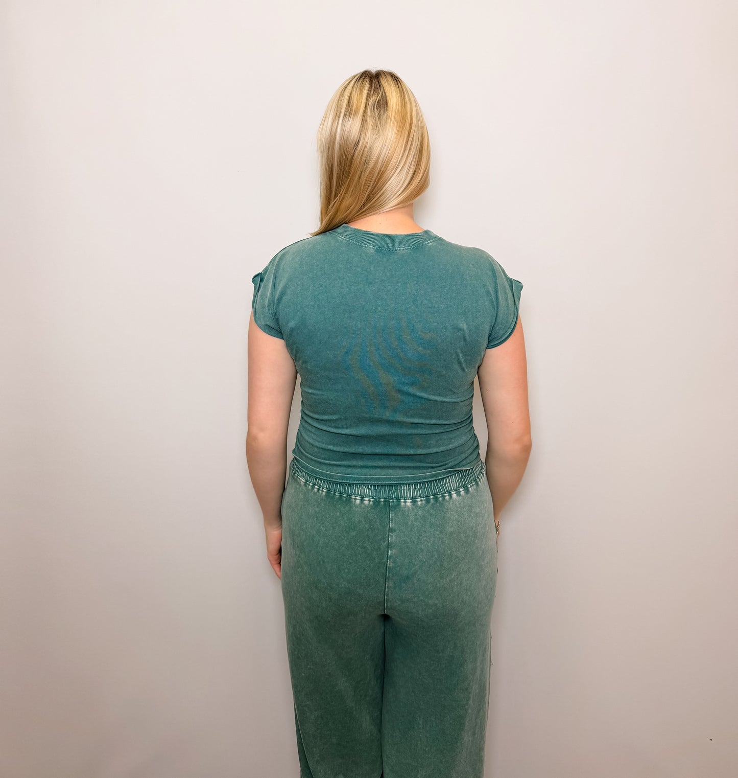 Rolled Sleeve Wrap-Front Crop Top and Jogger Set