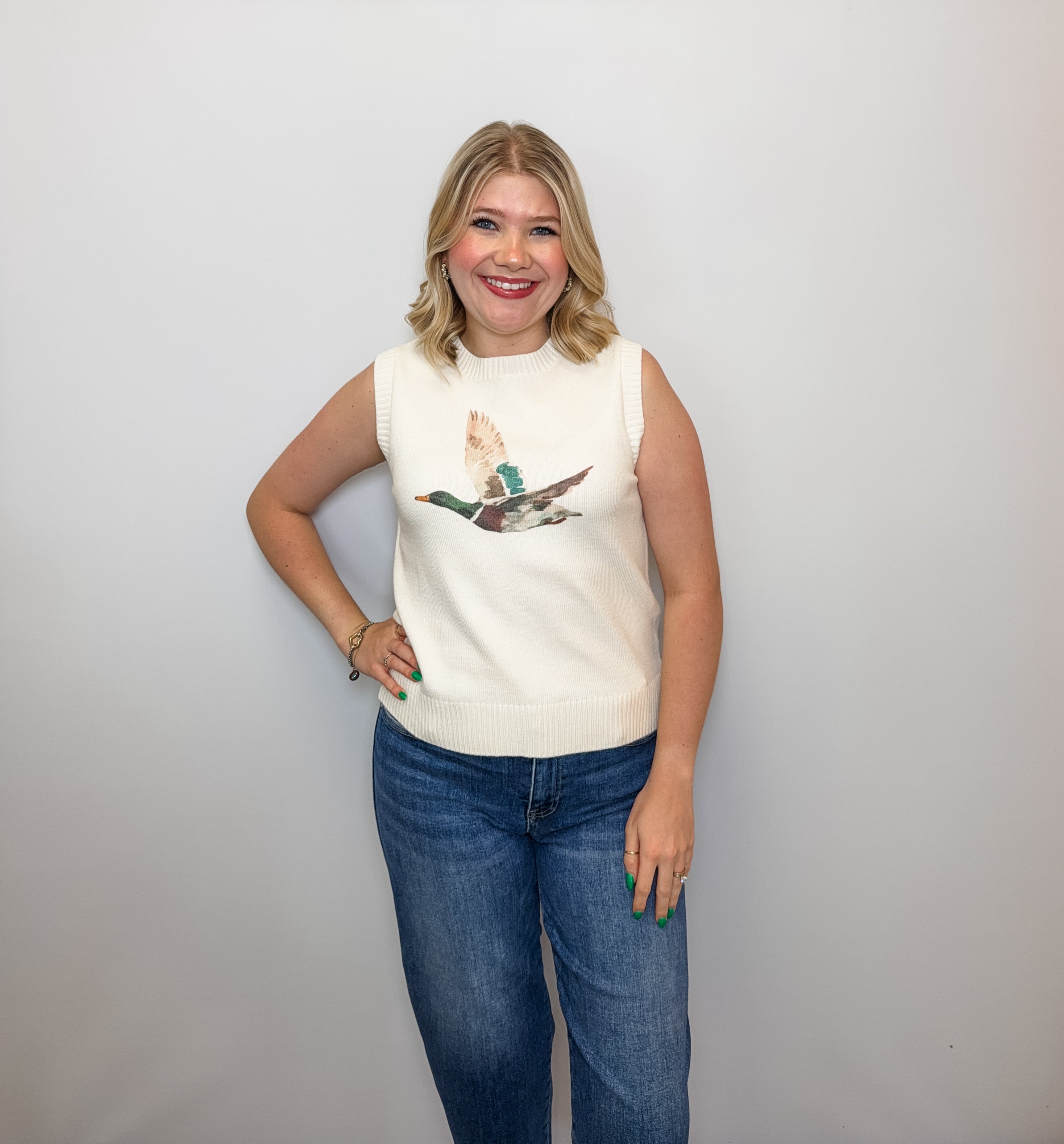 Mallard Duck Printed Sweater Top