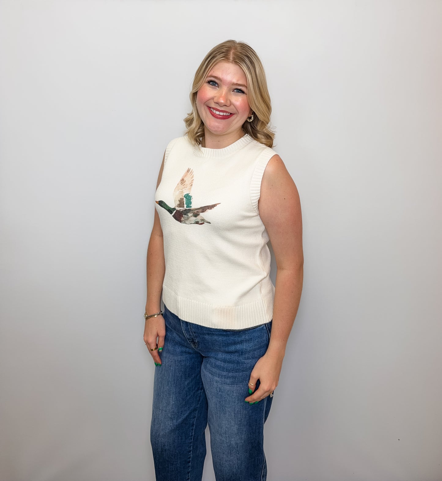 Mallard Duck Printed Sweater Top