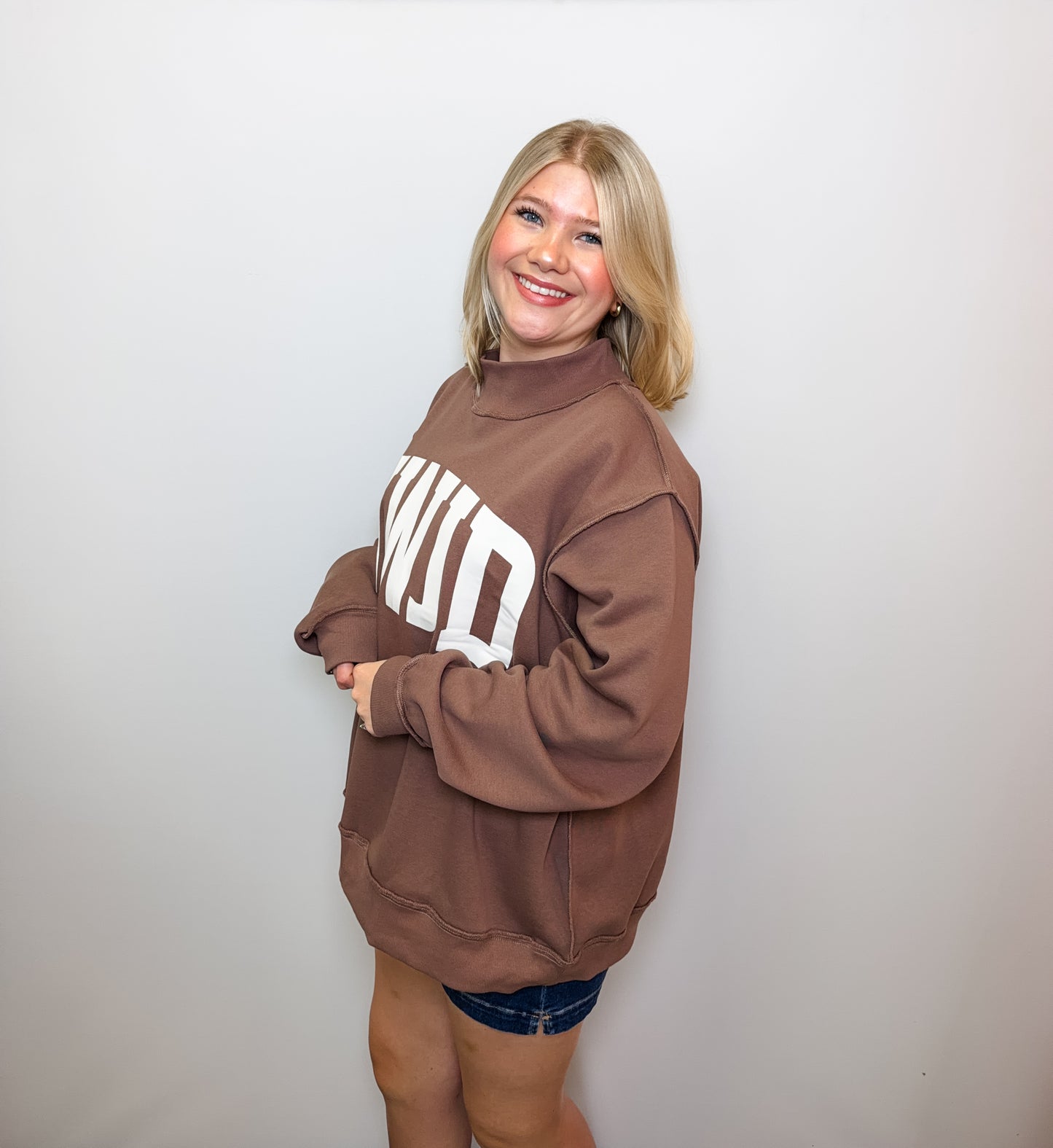 'WWJD & Amen' Reversible Mock Neck Sweatshirt