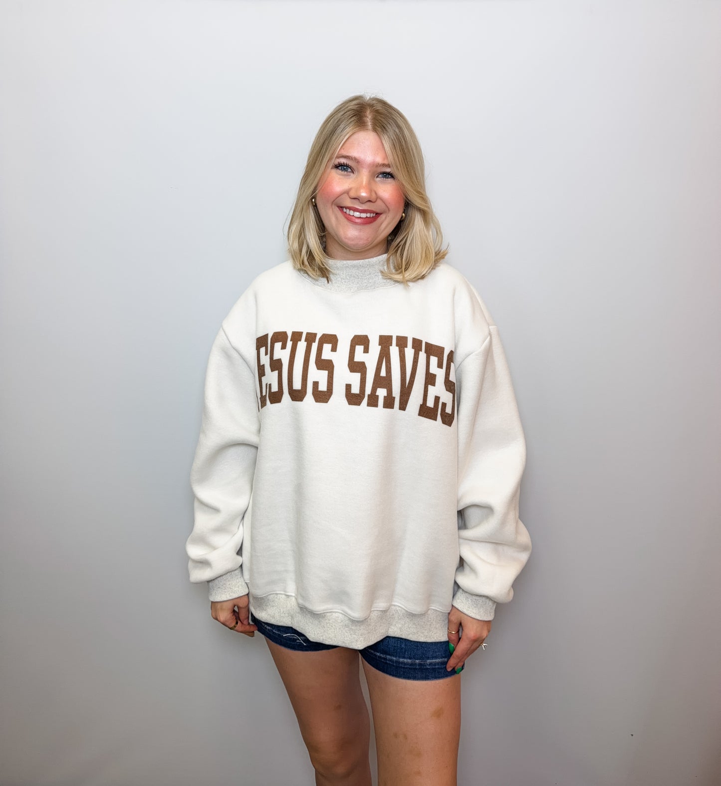 'Cross & Jesus Saves' Reversible Sweatshirt