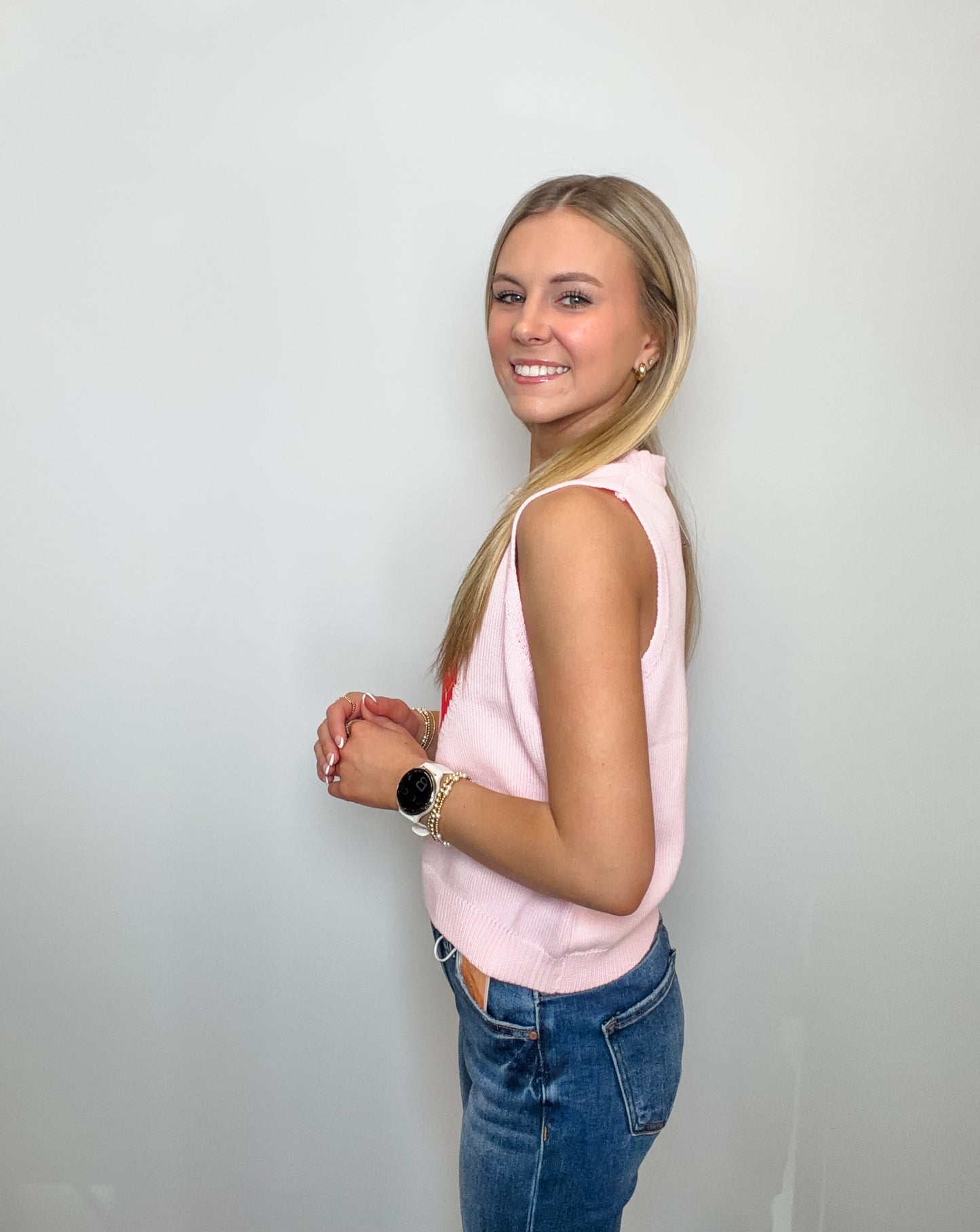 Strawberry Sleeveless Knit Top