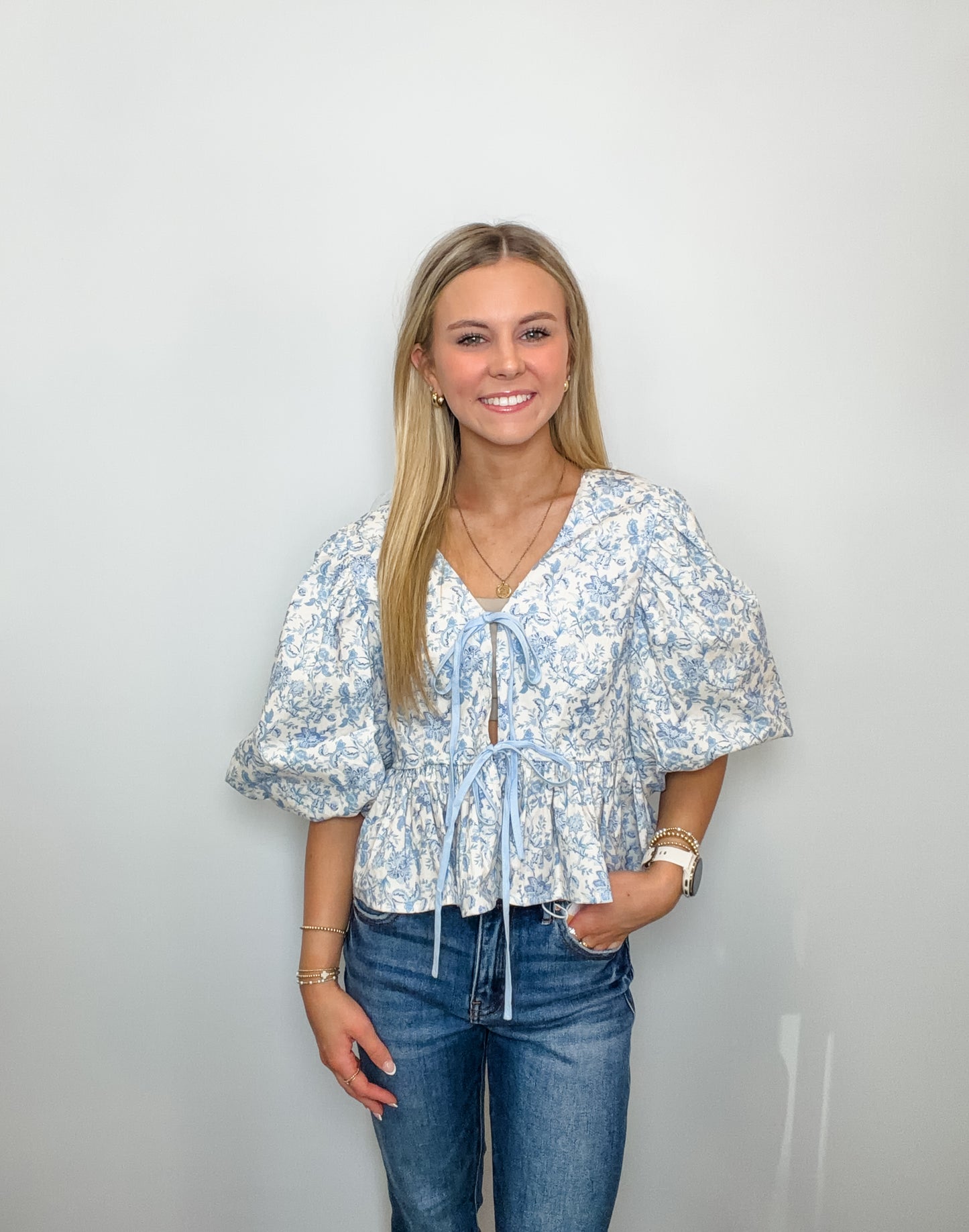 Floral Tie-Front Peplum Top