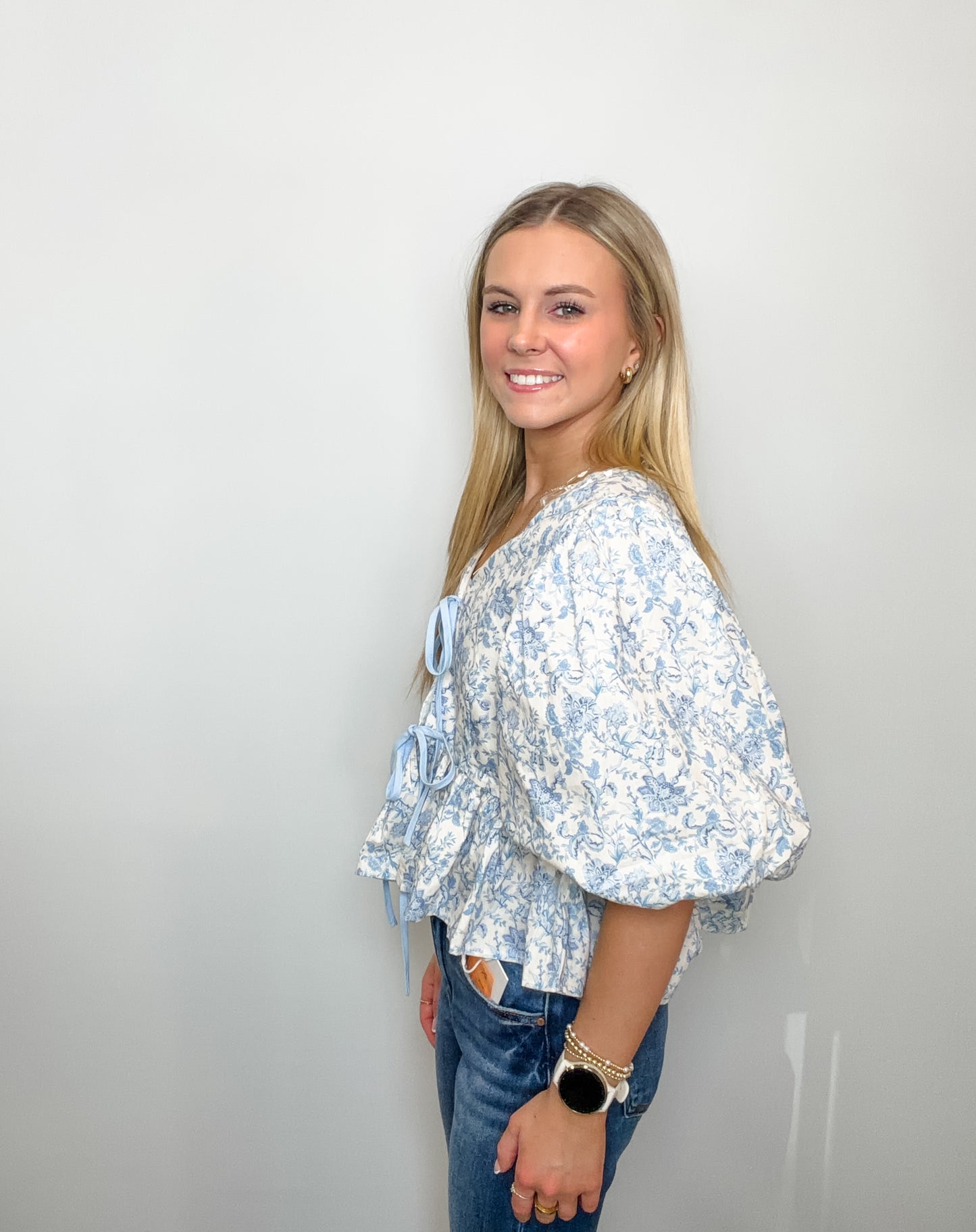 Floral Tie-Front Peplum Top