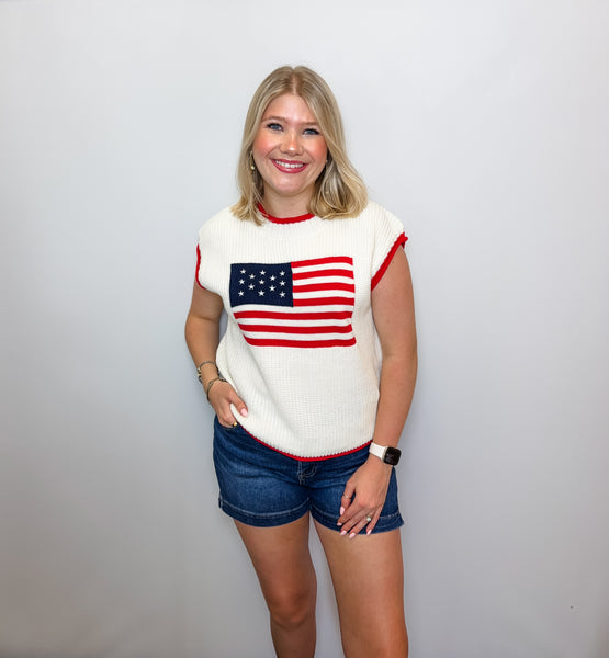 American Flag Lightweight Sweater Top