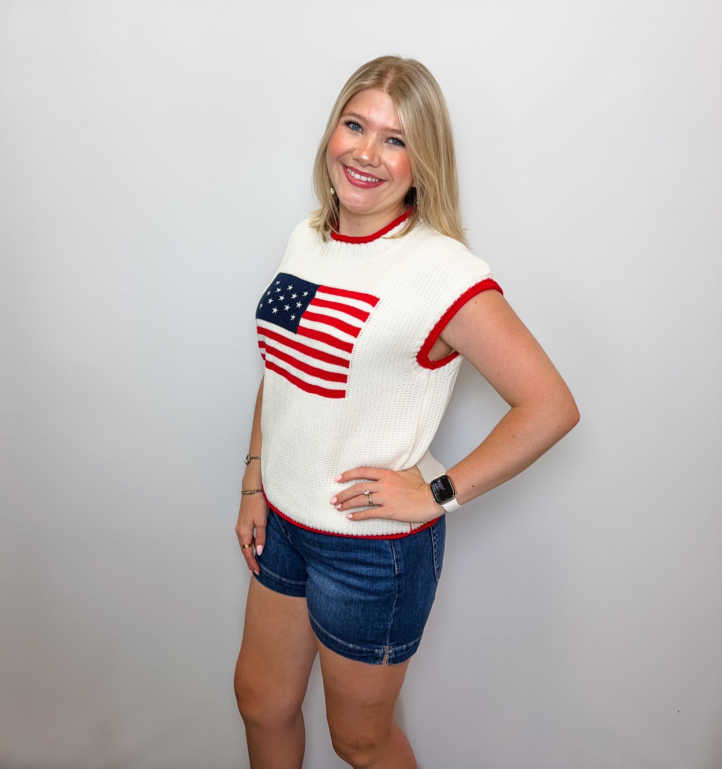 American Flag Lightweight Sweater Top