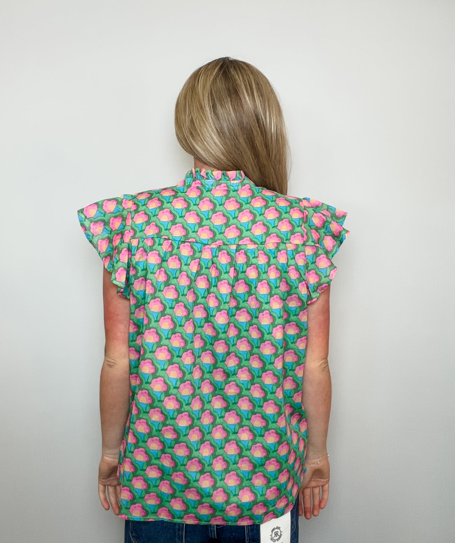 Cindi Ruffle Abstract Top