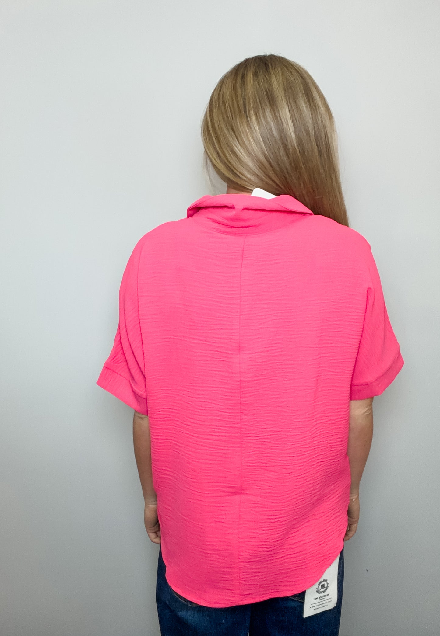 Woven Airflow Collared V-Neck Top
