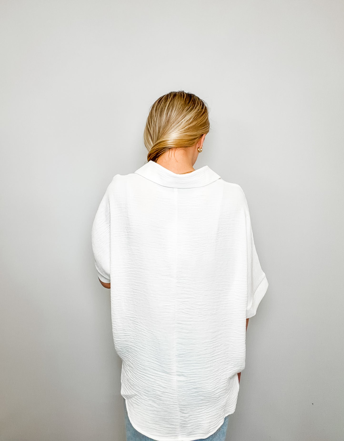 Woven Airflow Collared V-Neck Top