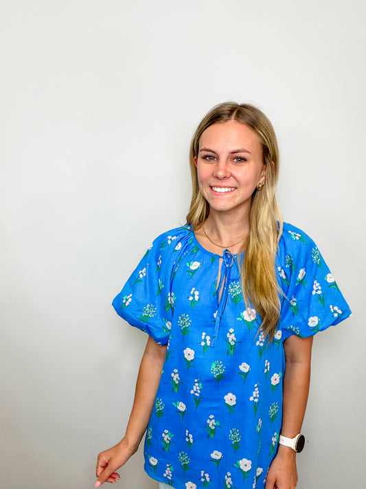 Floral Balloon Sleeve Top