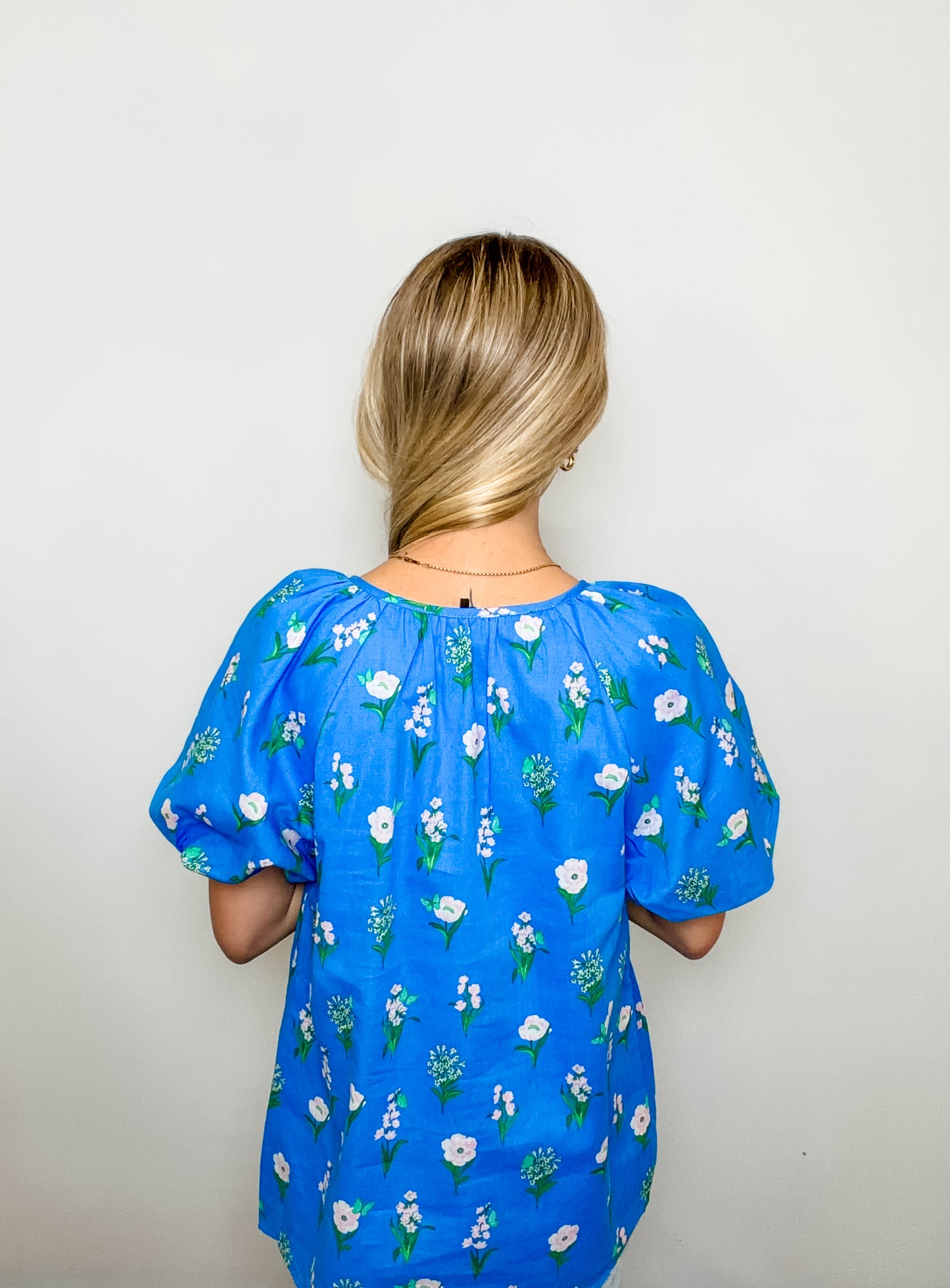 Floral Balloon Sleeve Top
