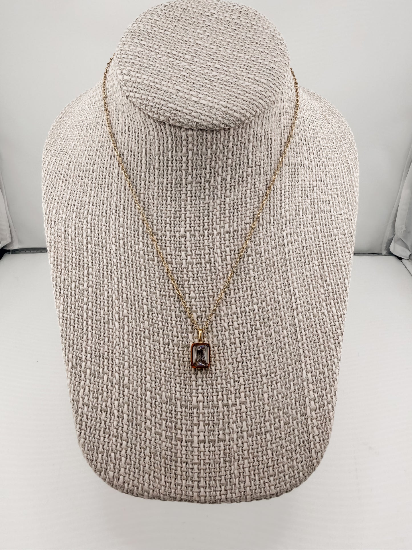 18k Stainless Steel Tarnish Free Square Necklace