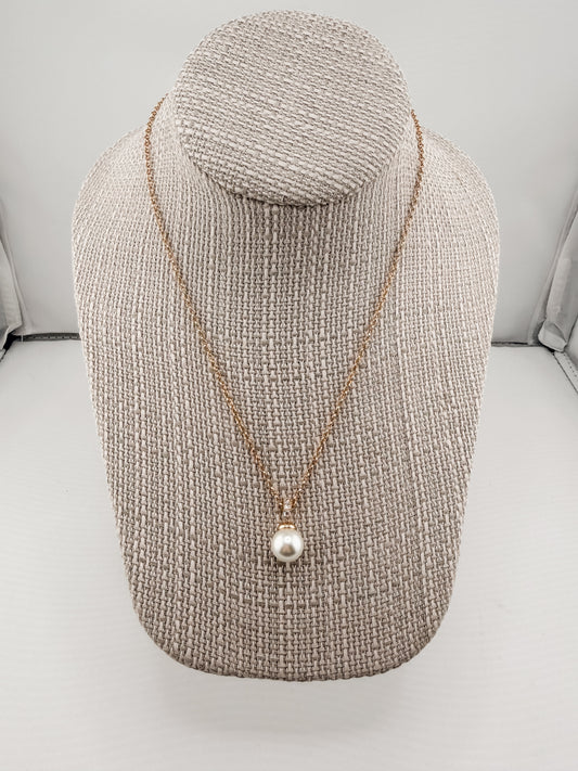 Classic CZ Crystal & Pearl Pendant Necklace