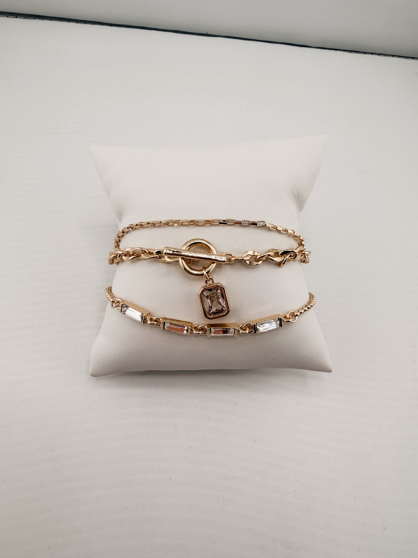 Multi Baguette Crystals & Toggle Clasp Bracelet Set