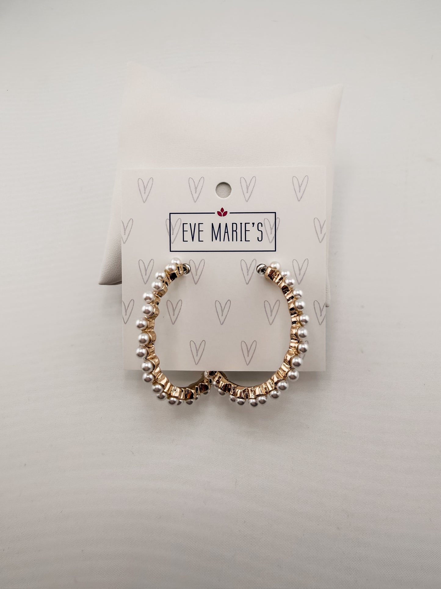 Pearl-Embellished Gold Hoop Earrings