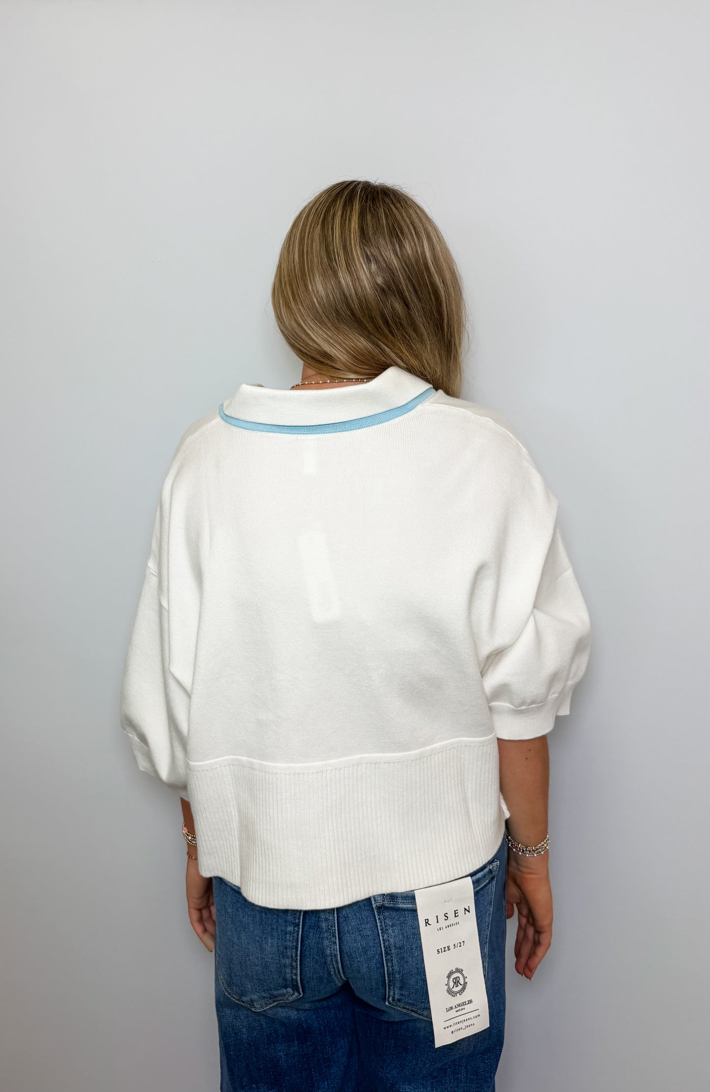 Contrast Trim Loose Fit Dropped Shoulder Sweater