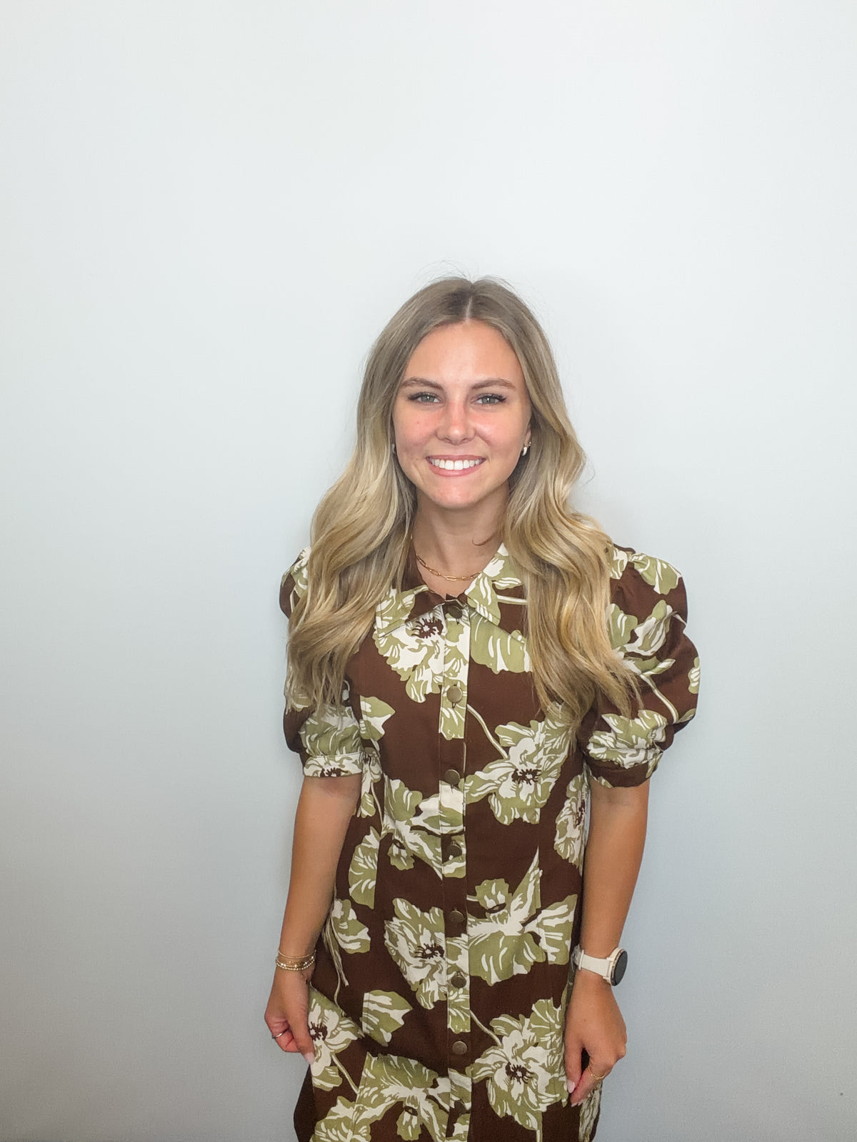 Floral Print Collared Button Down Mini Dress