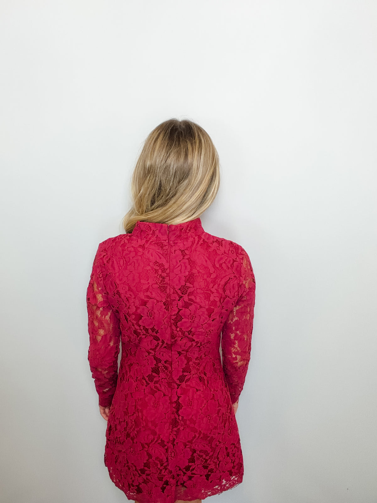 Floral Lace Frog Closure Detail Mini Dress