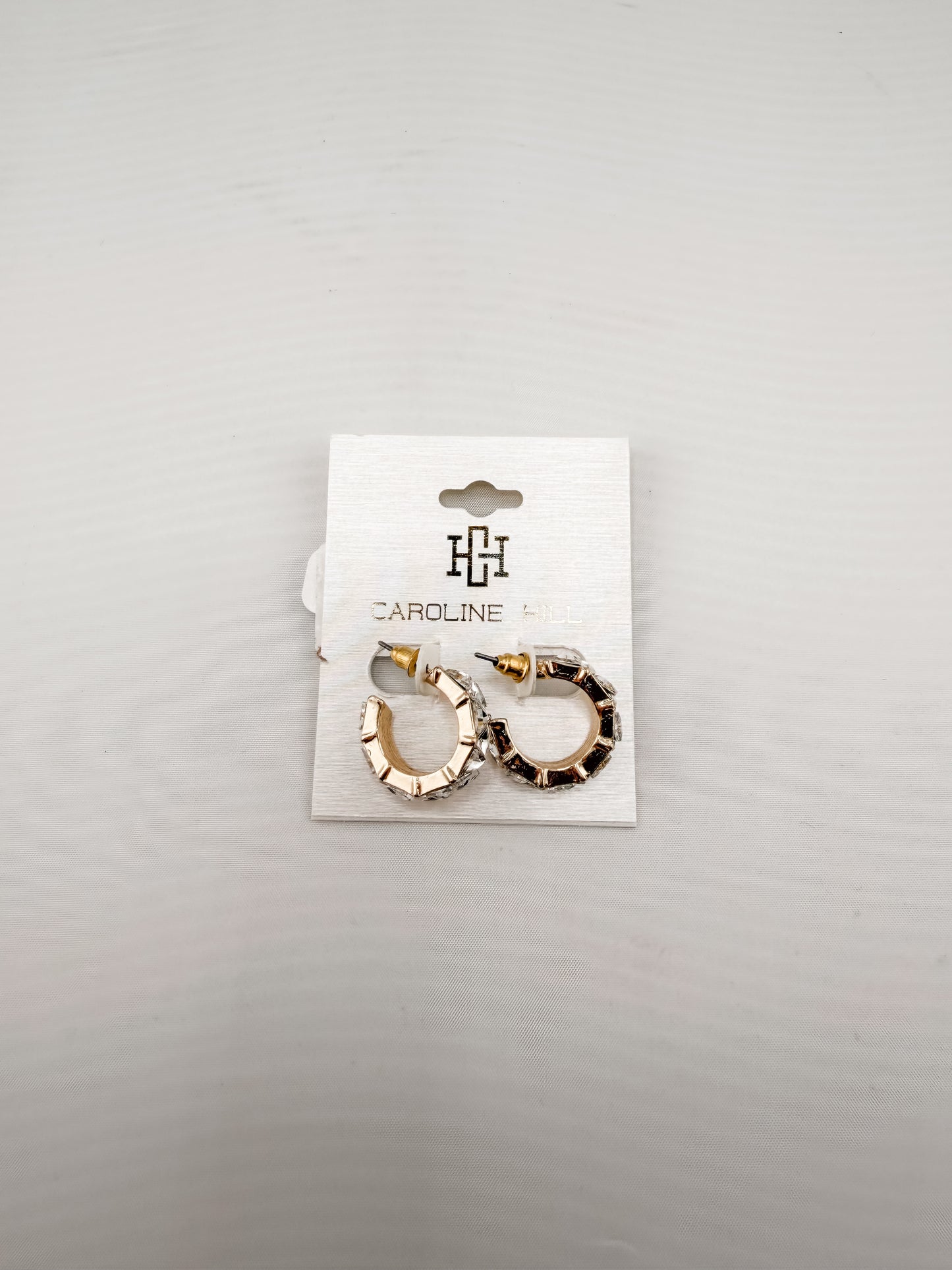 Rome Triangle Clear Stone Hoop Earrings