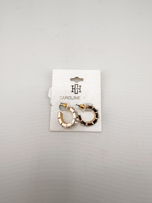 Rome Triangle Clear Stone Hoop Earrings
