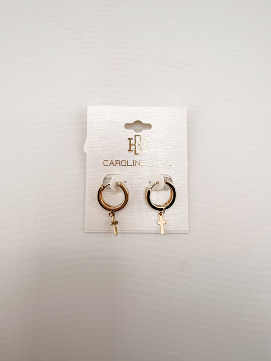 Scarsdale Cross Huggie Earrings