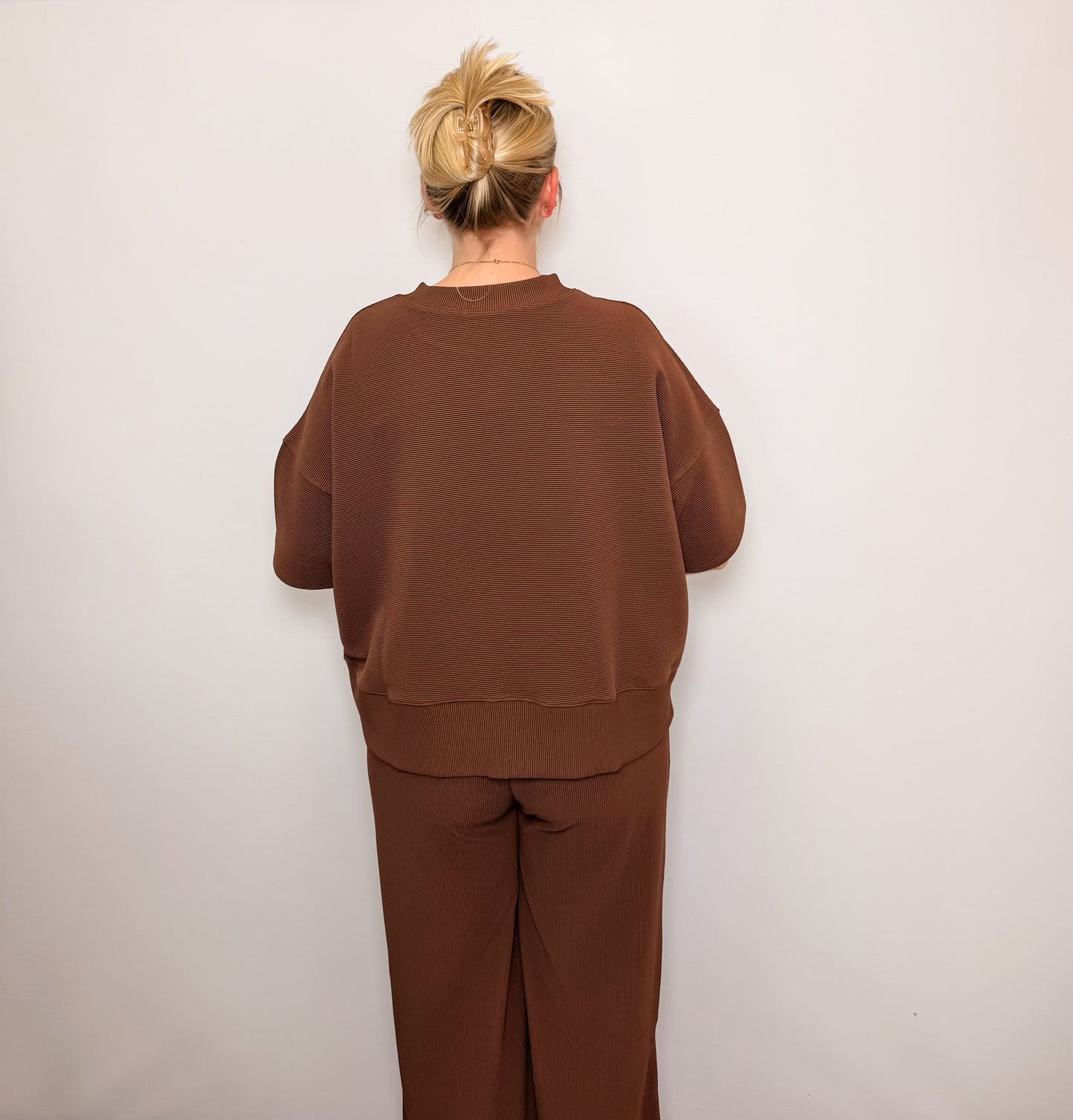 Ribbed Round Neck Tee & Pants Set
