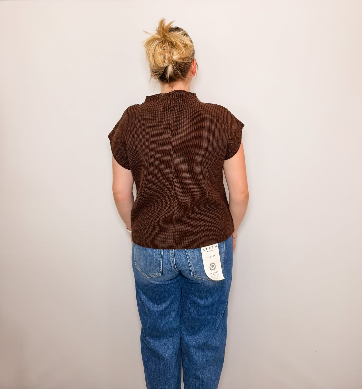 Mock Neck Short Sleeve Sweater