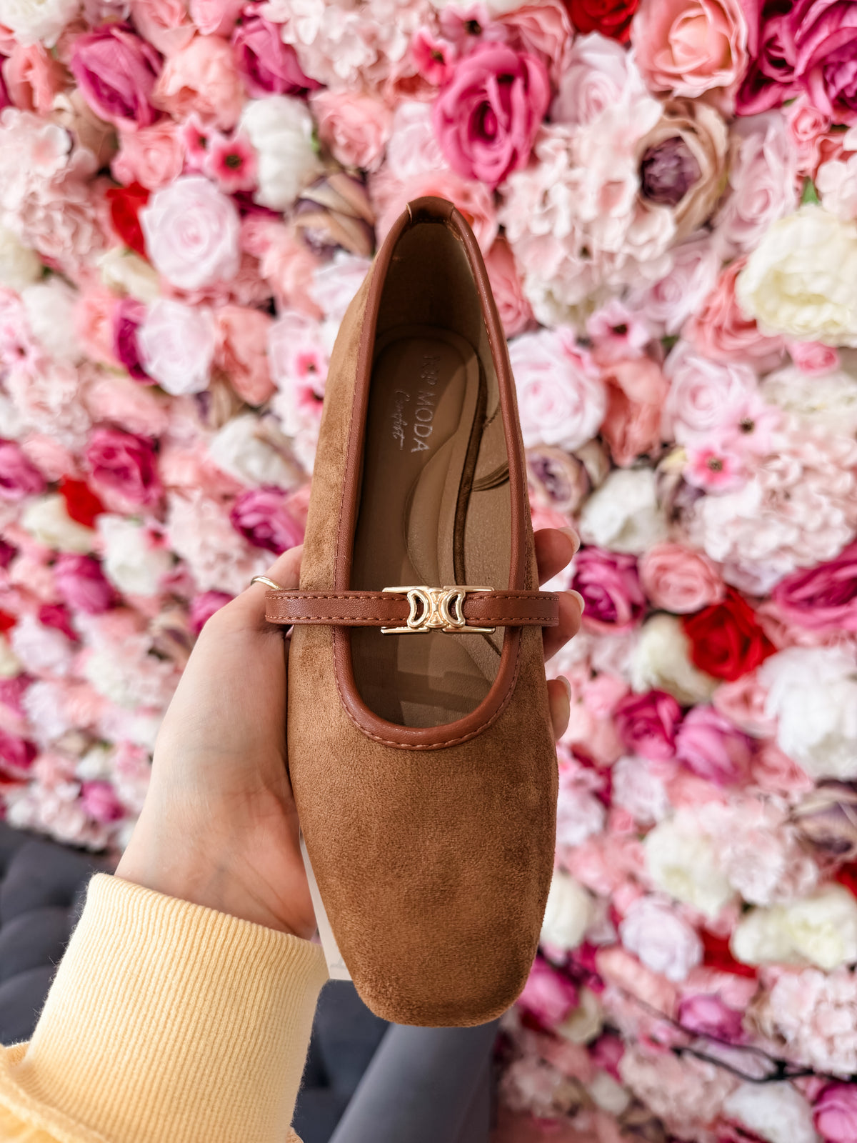 Jamie Suede Square Toe Mary Jane Flats