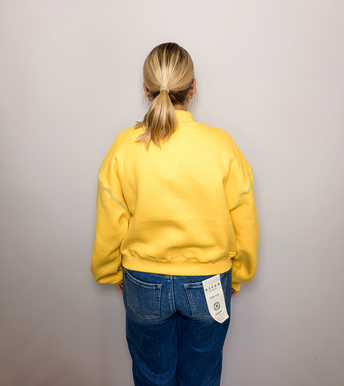 'Smile' Embroidered Mock-Neck Sweatshirt