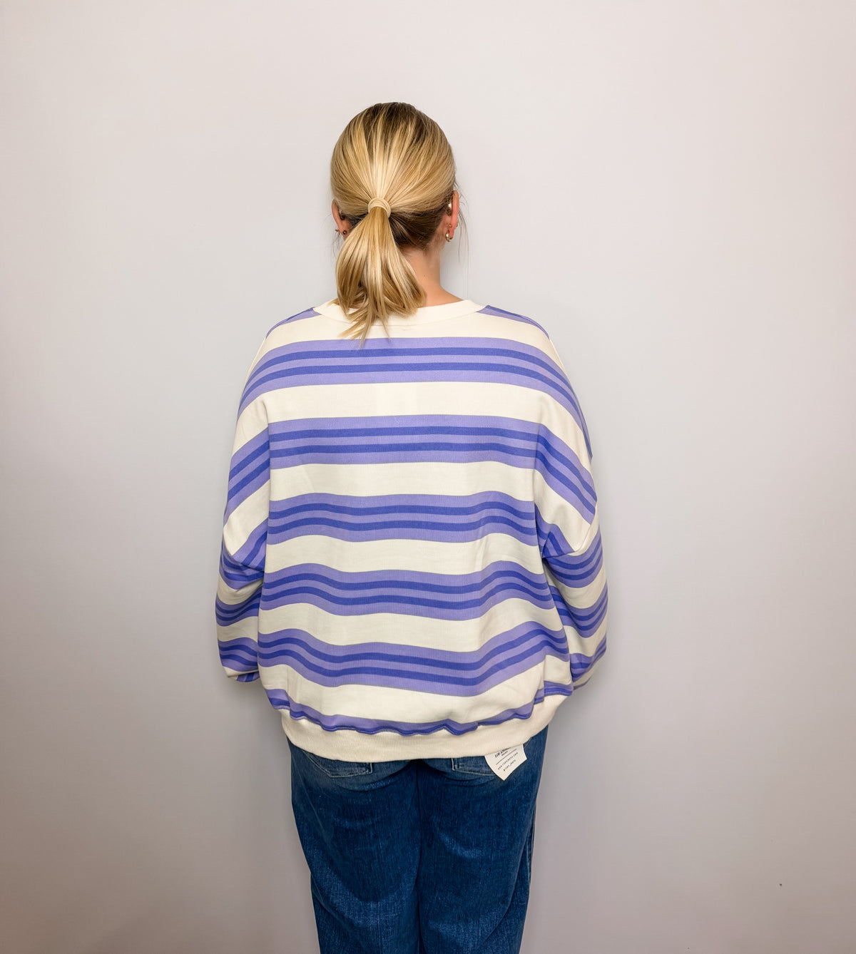 Striped Terry Oversized Sweatshirt Top