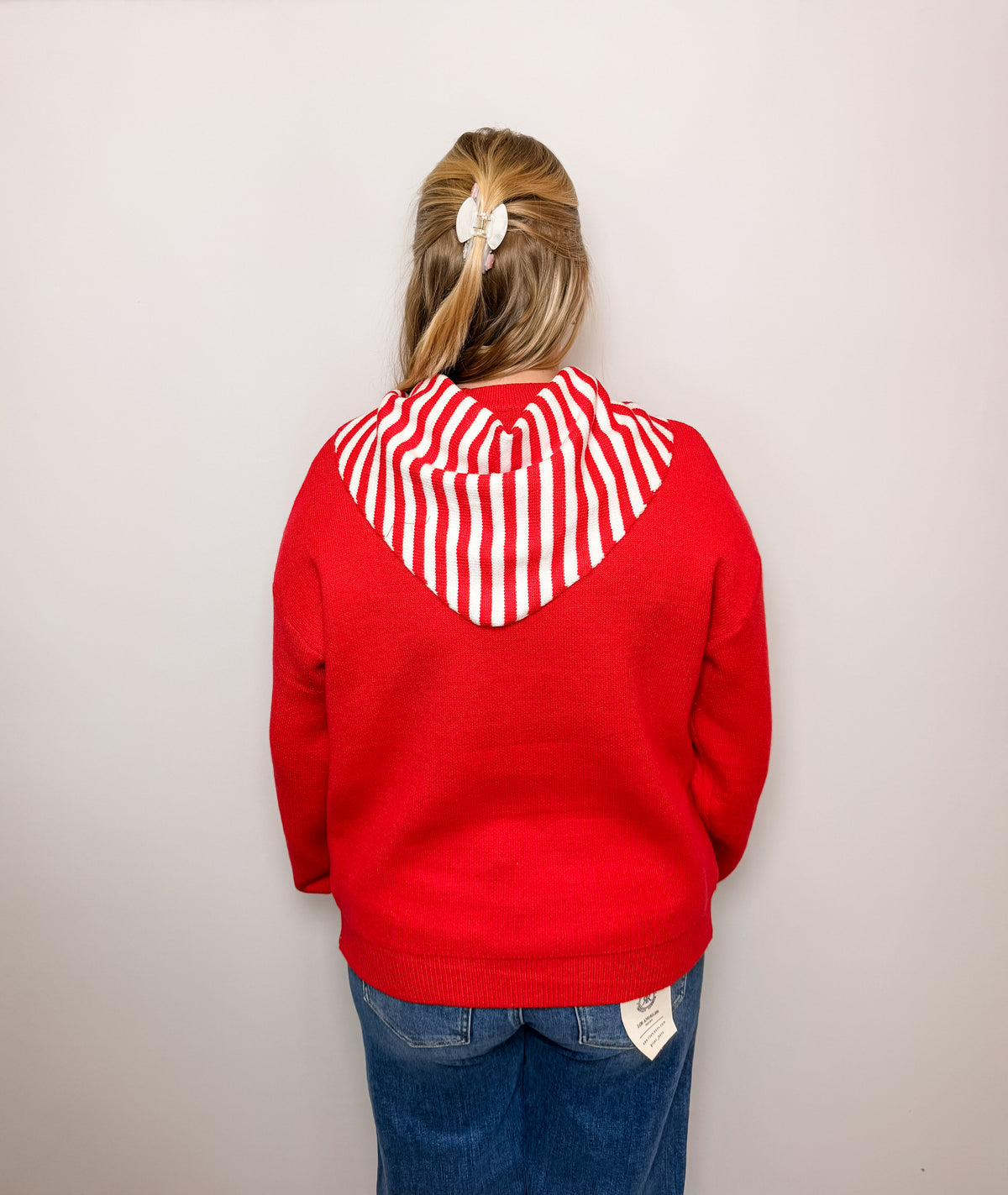 'Merry' Candy Cane with Hooded Scarf Sweater