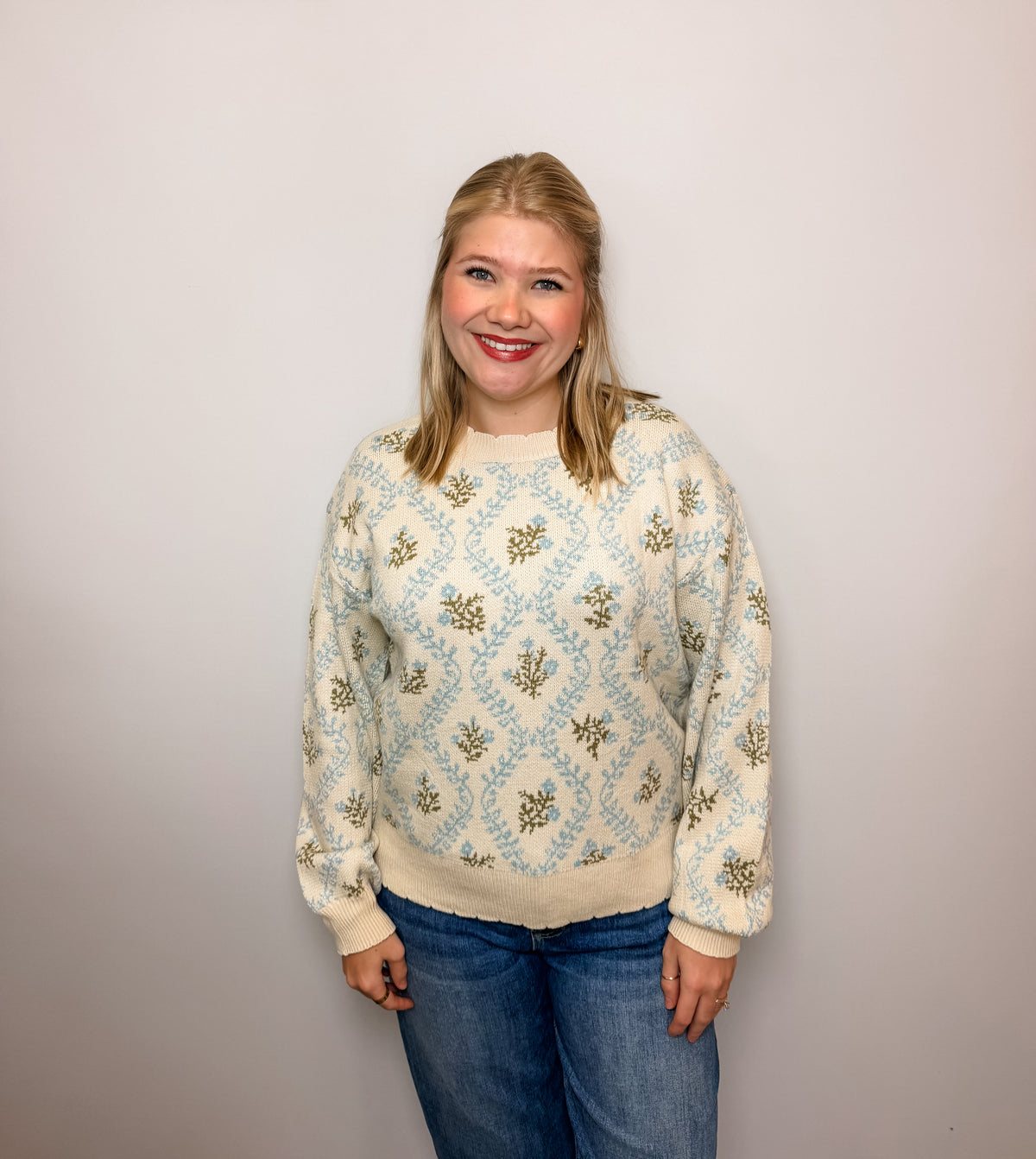 Floral Jacquard Knit Sweater