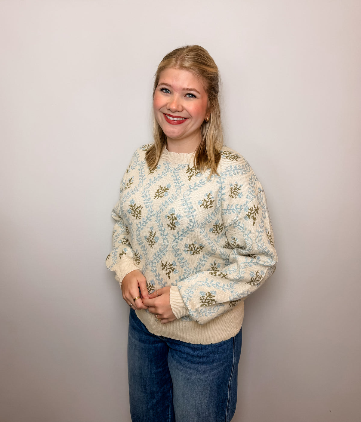 Floral Jacquard Knit Sweater