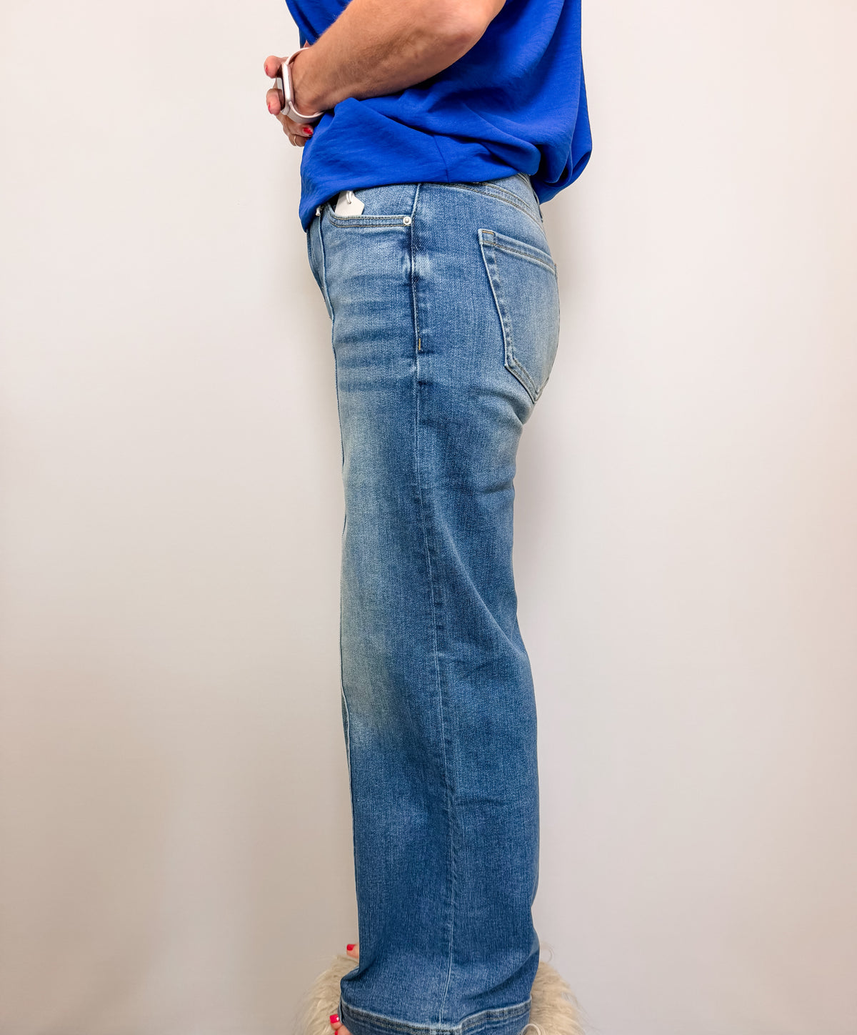 Wide Leg Pintuck Denim Pants
