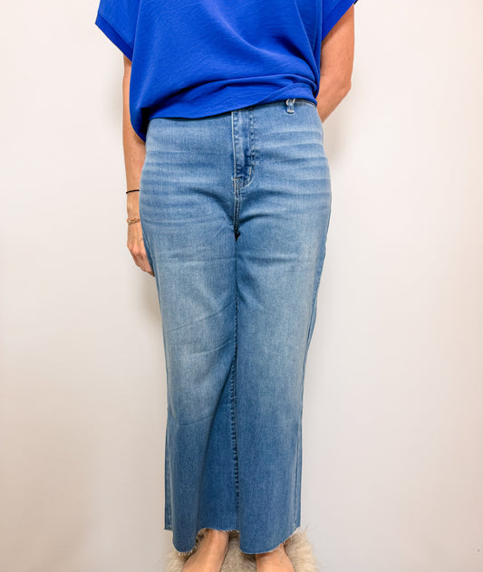 High Waist Wide Leg Straight Denim Pants