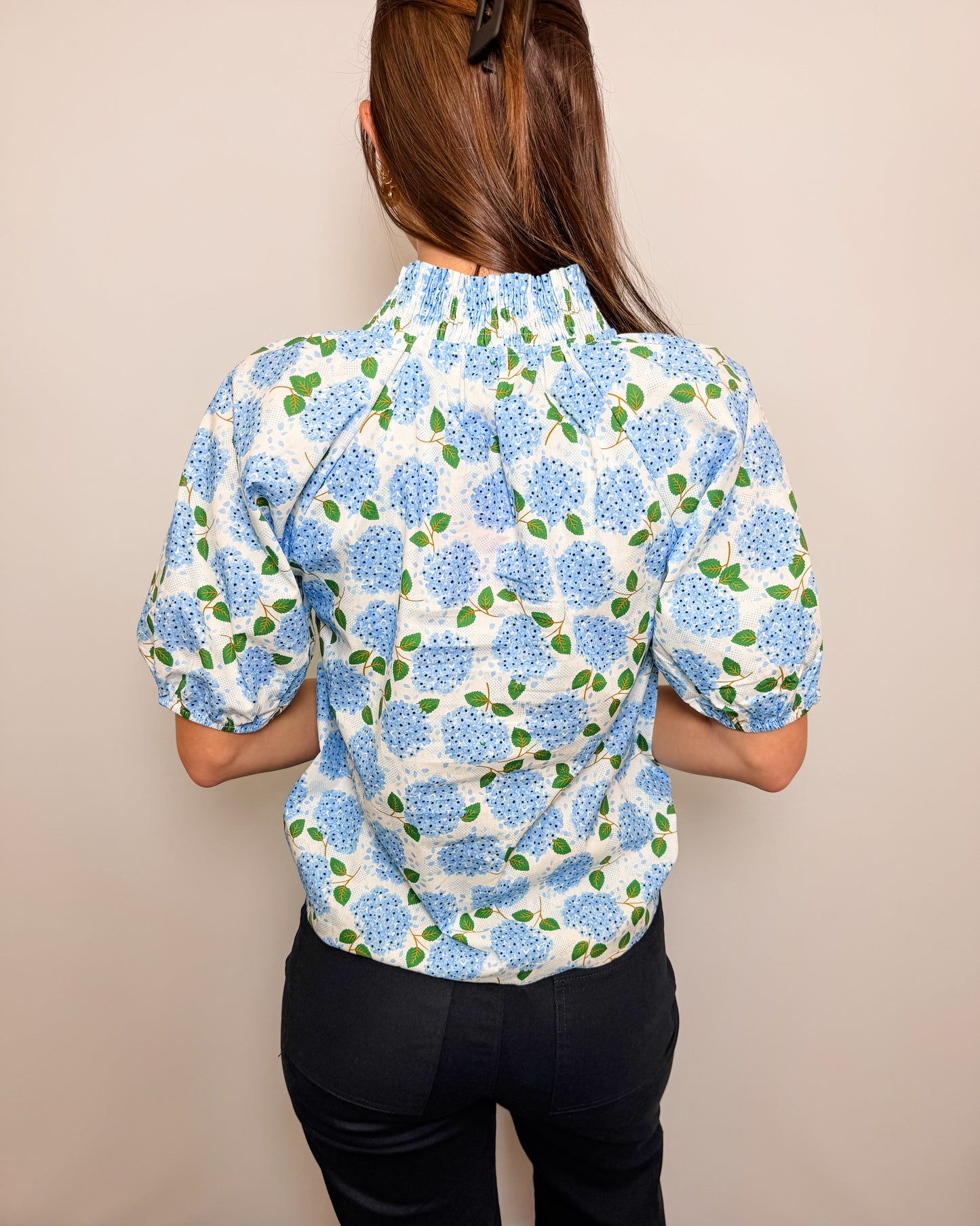 Puff Sleeve Flower Print Top