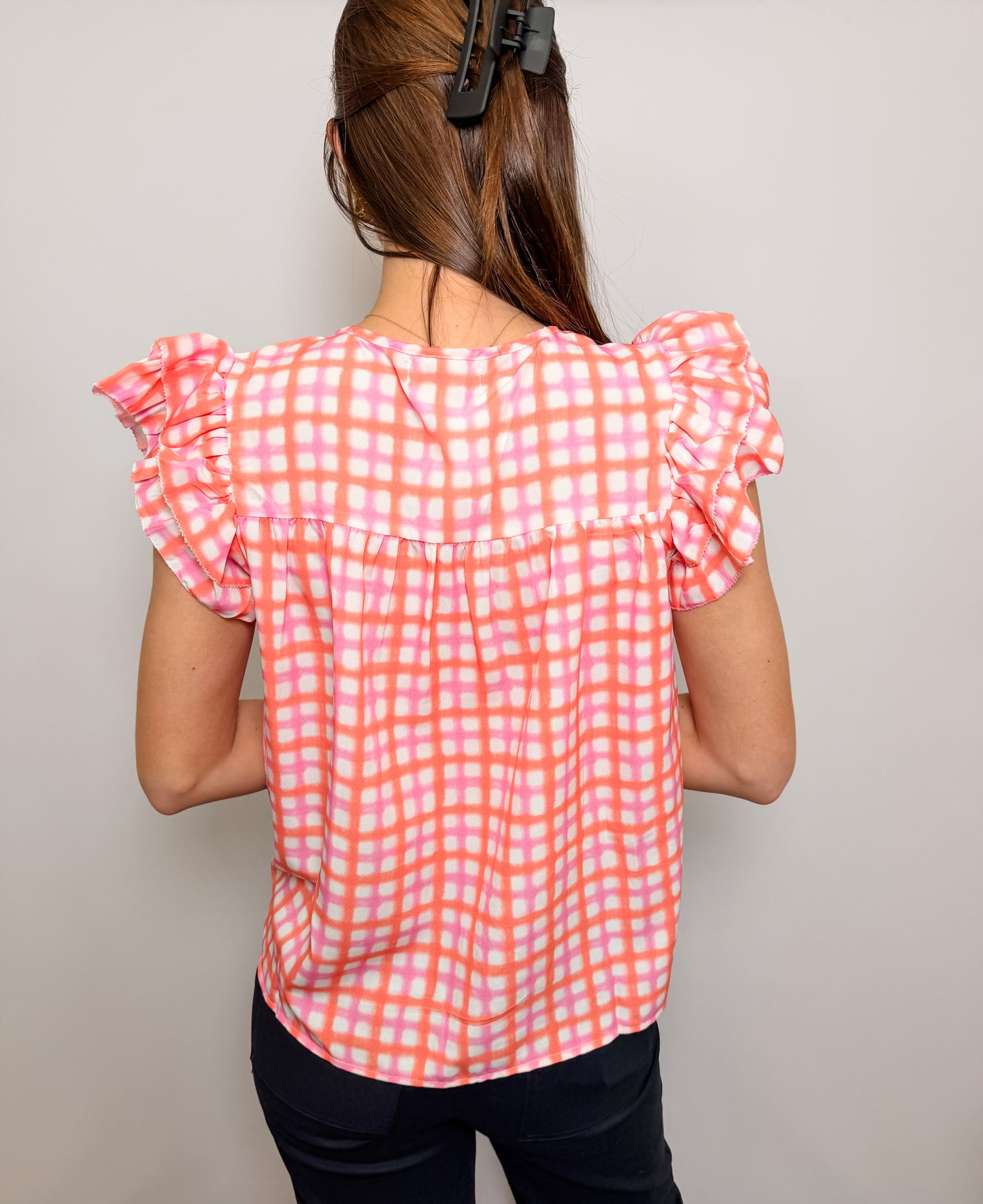 Pattern Flutter Sleeve Top
